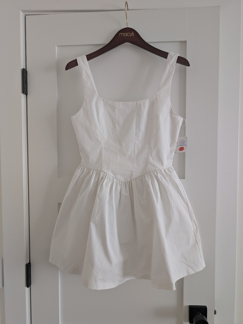 White Sleeveless Mini Skater Dress Cotton